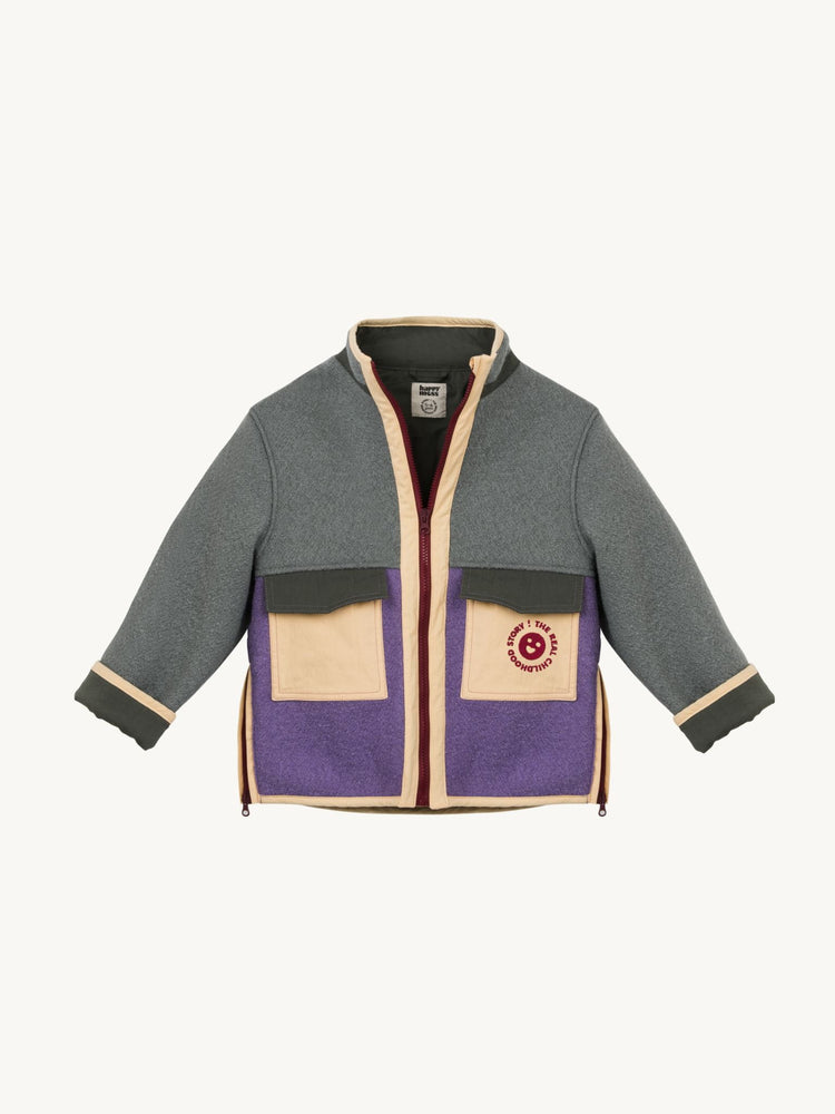 kurtka wełniana dziecięca forest berry kolorowa przód