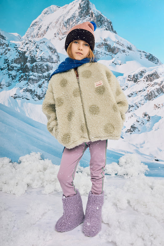 kurtka wełniana dziecięca merino bomberka spodnie termo stylizacja czapka szalik polka dots