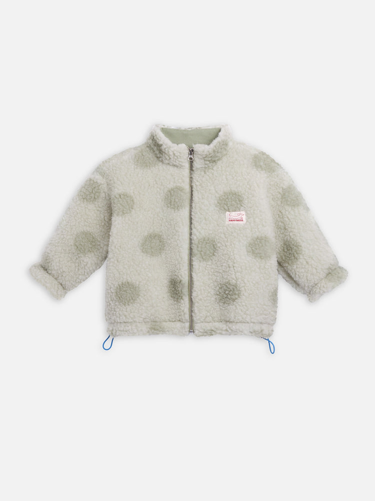 wełniana kurtka bomberka dziecięca  wełna merino polka dots wool bomber jacket for children merino wool Kinder Woll Bomberjacke Merinowolle