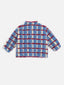 kurtka kangurka wełniana merino dziecięca niebieska w  kratę wool bomber jacket for children merino wool Kinder Wolljacke Merinowolle shadow blue