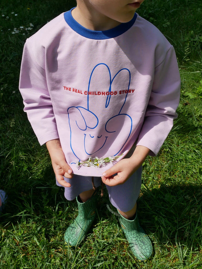 dziecięca  bawełniana bluzka z długim rękawem fioletowa lilac cotton children's longsleeve