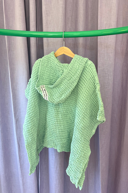 ponczo waflowe dzieciece lniane outlet sage zielone uszkodzony nap tył