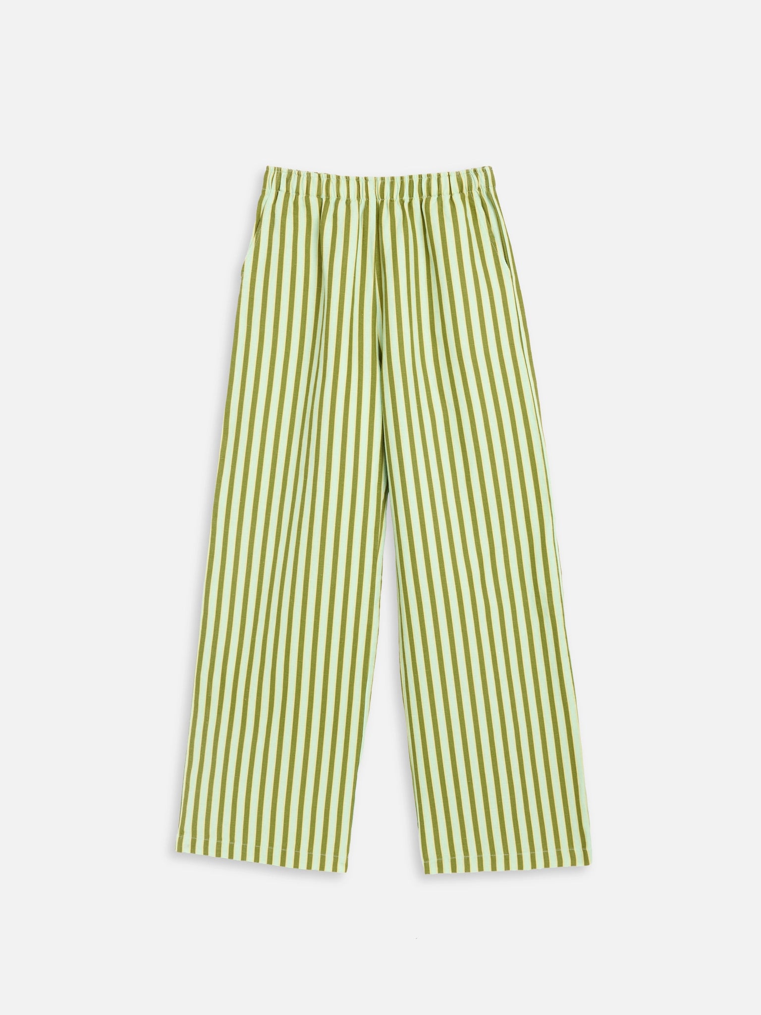 lniane spodnie w paski zestaw set zielony ice matcha linen set pants trousers bluse leinen set hose