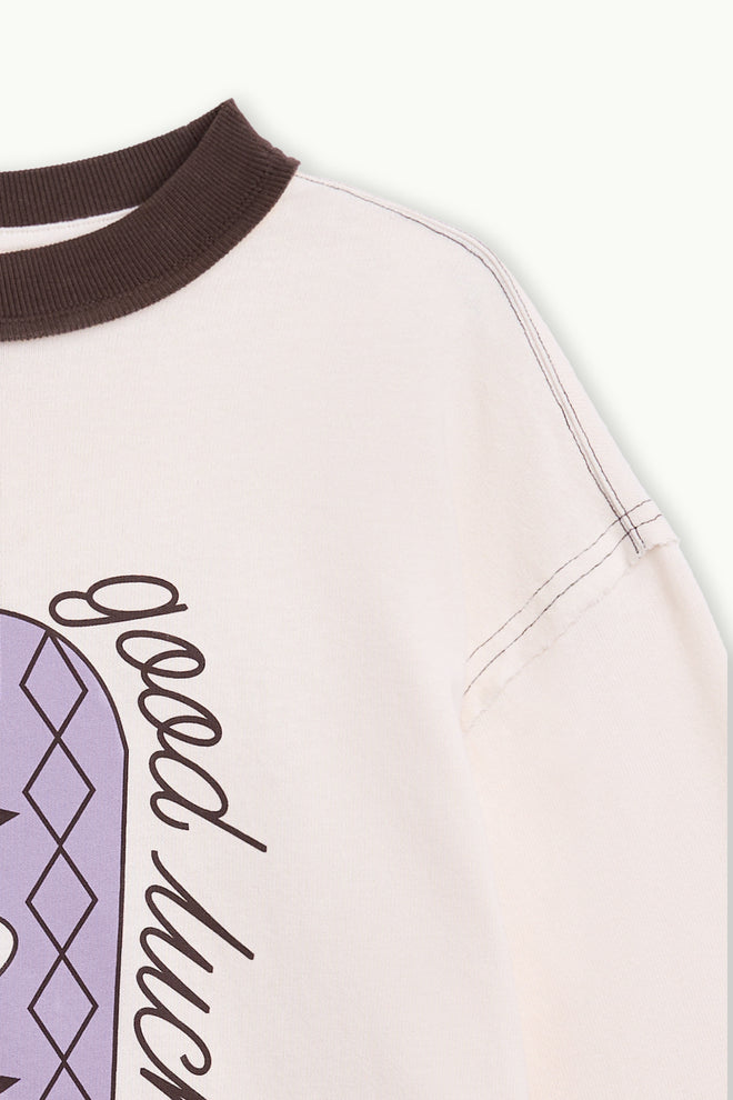 bluzka damska z długim rękawem beżowa nadruk bawełna organiczna women's longsleeve organic cotton damenbluse bio-baumwolle 