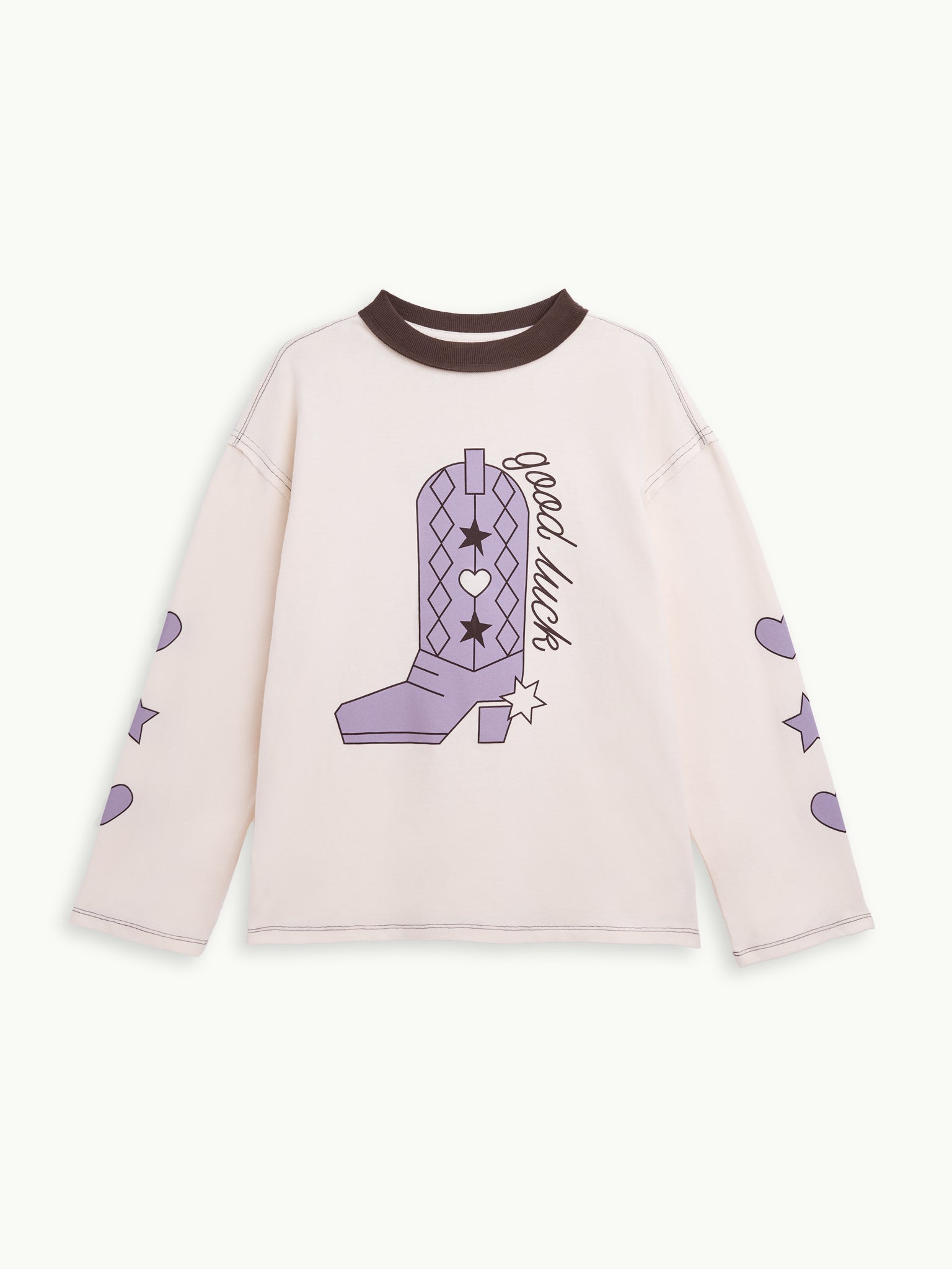 bluzka damska z długim rękawem beżowa nadruk bawełna organiczna women's longsleeve organic cotton damenbluse bio-baumwolle przód
