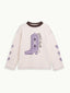 bluzka damska z długim rękawem beżowa nadruk bawełna organiczna women's longsleeve organic cotton damenbluse bio-baumwolle przód