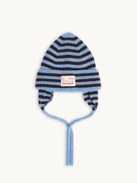 dziecięca czapka wełniana merino w paski choco stripes wool hat przód