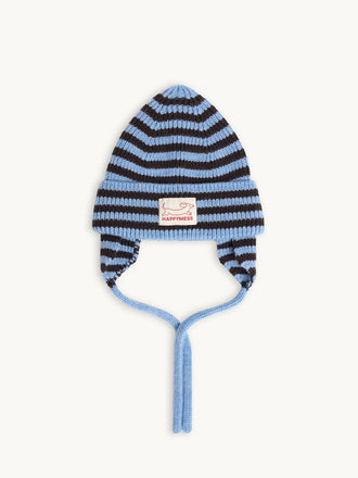 dziecięca czapka wełniana merino w paski choco stripes wool hat przód
