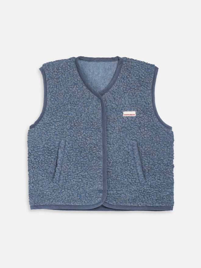 wełniana kamizelka merino damska baltic niebieska merino wool vest gillet sleeveless merinowolle weste