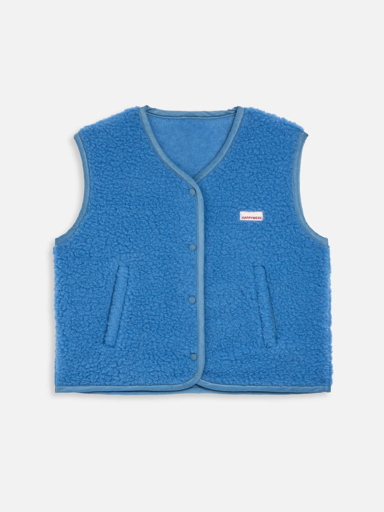 kamizelka wełniana merino unisex ice blue przód vest weste wool wollweste