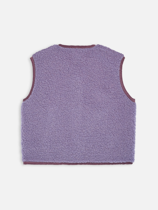kamizelka wełniana merino unisex lilac cloud fioletowa vest gilet weste wool woll wollweste tył