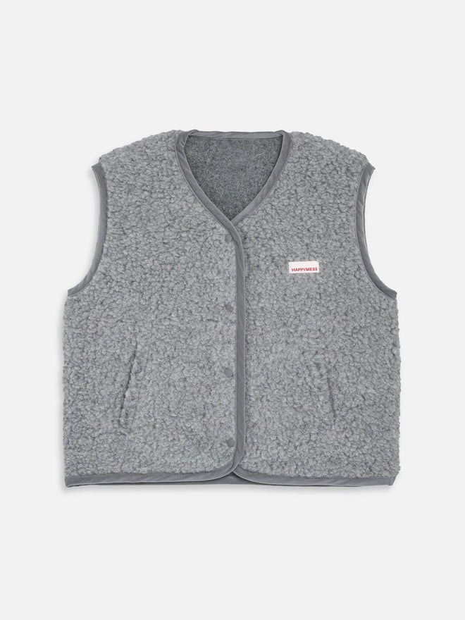 kamizelka wełniana merino unisex stone grey wool west gilet weste woll wollweste przód