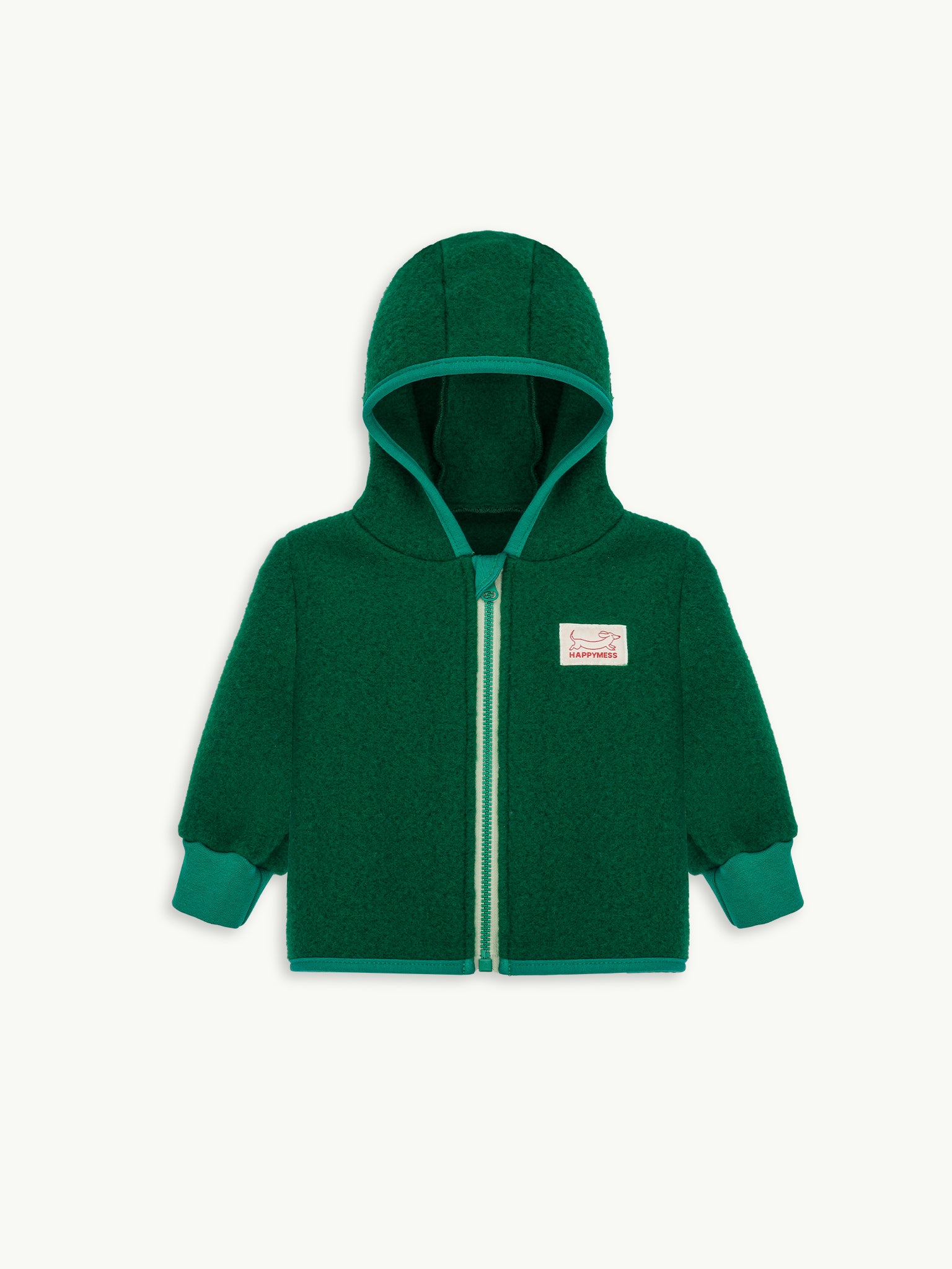 kurtka wełniana dziecięca green forest  całoroczna zielona przód  children's jacket