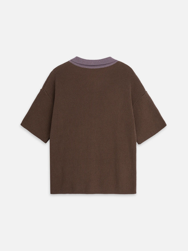 męska koszulka polo brązowa bluzka men's polo shirt bawełna organiczna organic cotton mocha herren poloshirt baumwolle tył