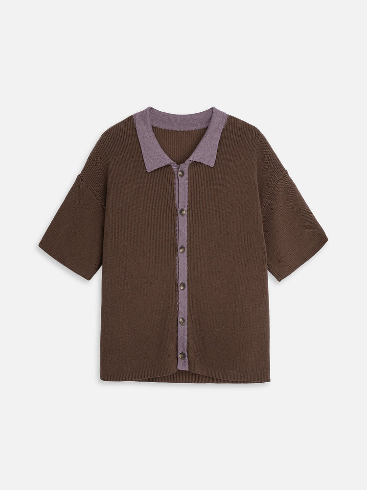 męska koszulka polo brązowa bluzka men's polo shirt bawełna organiczna organic cotton mocha herren poloshirt baumwolle przód