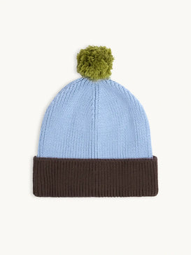 cotton beanie - blue & brown
