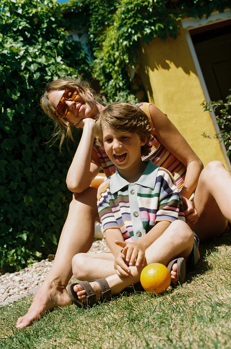 dziecięca koszulka polo w paski bawełna organiczna kolorowy children's polo shirt organic cotton baumwolletop kinder poloshirt bio-baumwolle przód