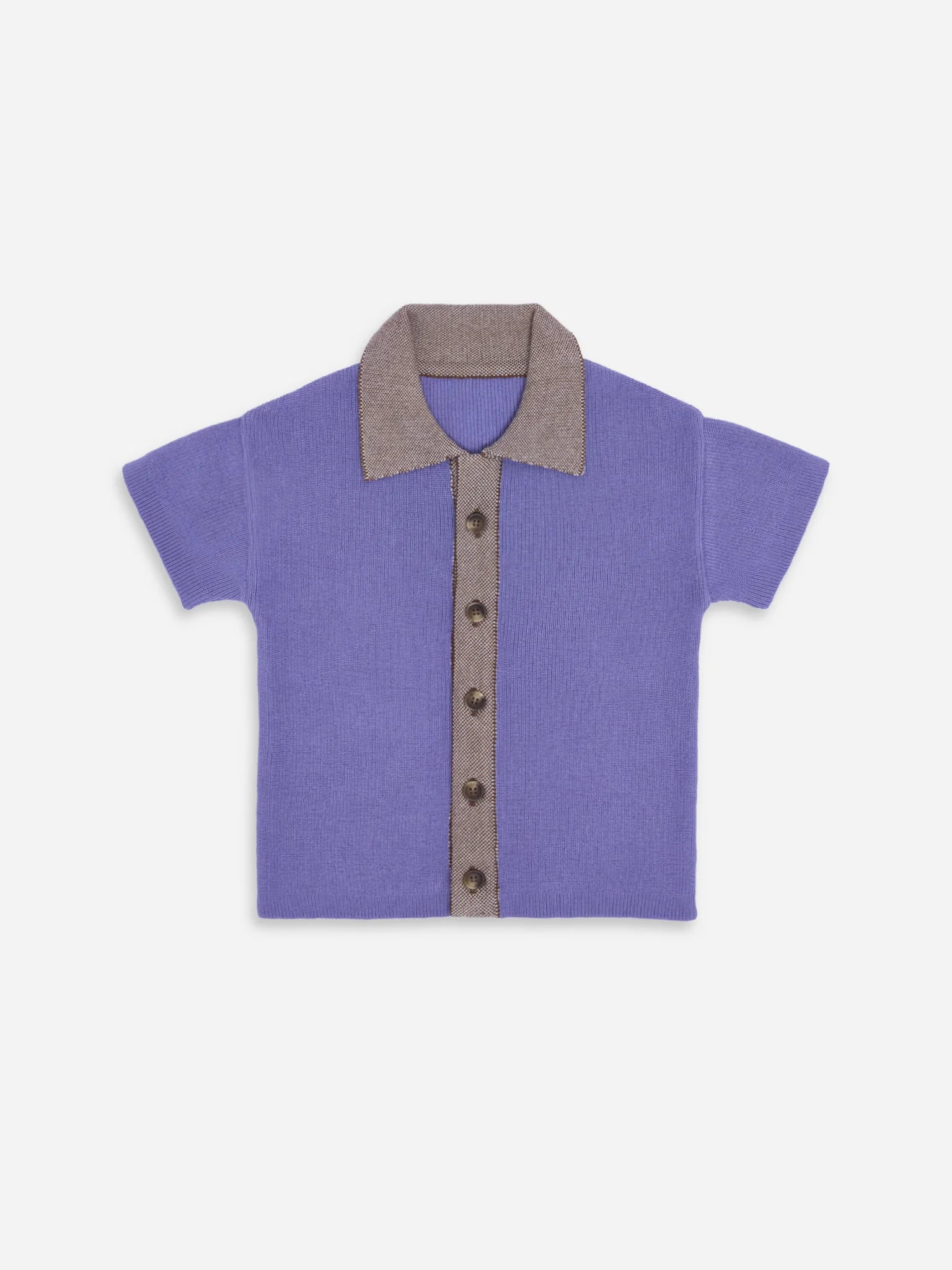 dziecięca bluzka koszulka polo fioletowa bawełna organiczna children's polo shirt organic cotton polohemd baumwollbluse przód
