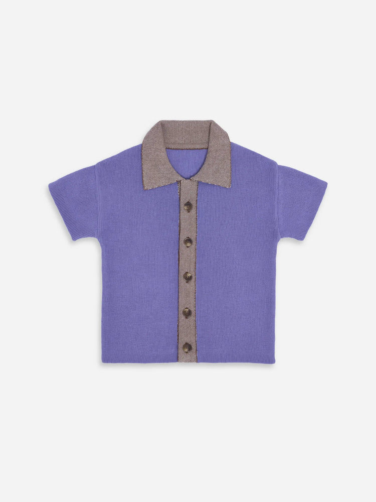 dziecięca bluzka koszulka polo fioletowa bawełna organiczna children's polo shirt organic cotton polohemd baumwollbluse przód