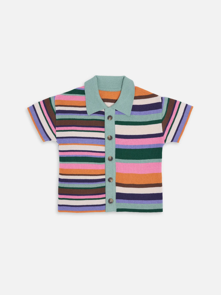 dziecięca koszulka polo w paski bawełna organiczna kolorowy children's polo shirt organic cotton baumwolletop kinder poloshirt bio-baumwolle przód