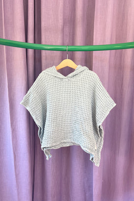 ponczo kąpielowe dziecięce waflowe lniane sky blue outlet brak wszywki z rozmiarem przód