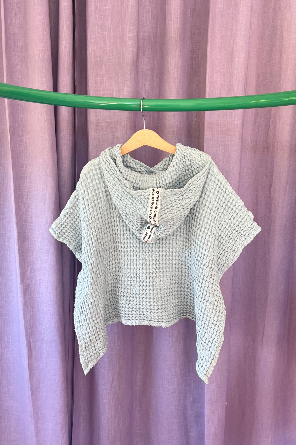 ponczo kąpielowe dziecięce waflowe lniane sky blue outlet brak wszywki z rozmiarem tył