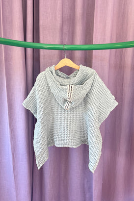 ponczo kąpielowe dziecięce waflowe lniane sky blue outlet brak wszywki z rozmiarem tył