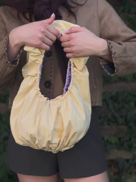 torebka bawełniana dwustronna butter berry bawełna organiczna żółta fioletowa organic cotton video women