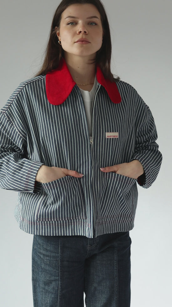 Jeansjacke - Wellenstreifen