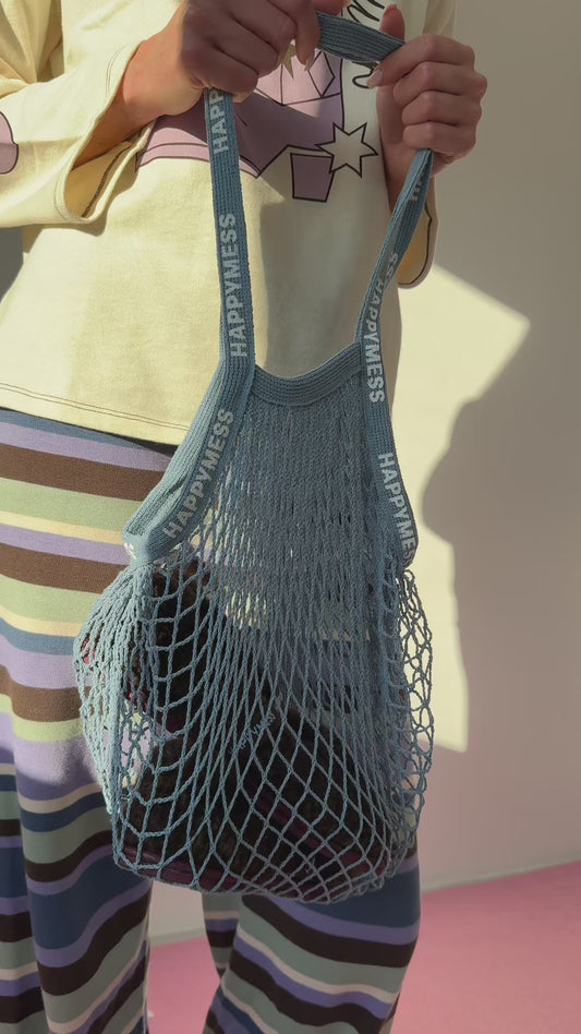 torba bawełniana siatkowa ice blue niebieska