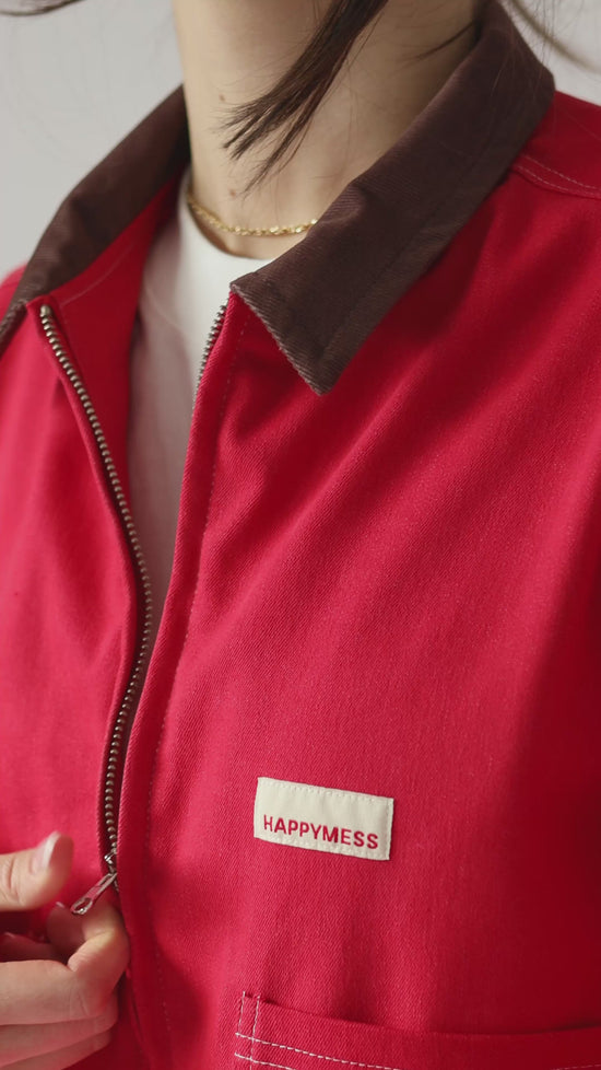 Damen-Jeansjacke – Retro-Rot