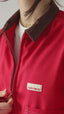 jeansowa katana czerwona z kontrastowym kołnierzem jeans jacket retro red jacket jackne damenjackne