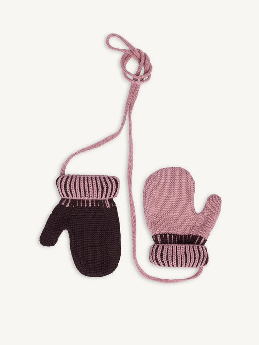 wełniane rękawiczki merino wool mittens mauve brown brązowe dziecięce