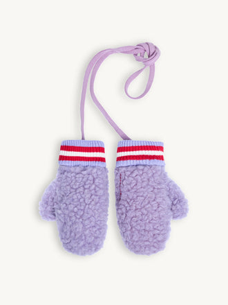 dziecięce wełniane rękawiczki merino wiązane wool mittens lilac cloud fioletowe 