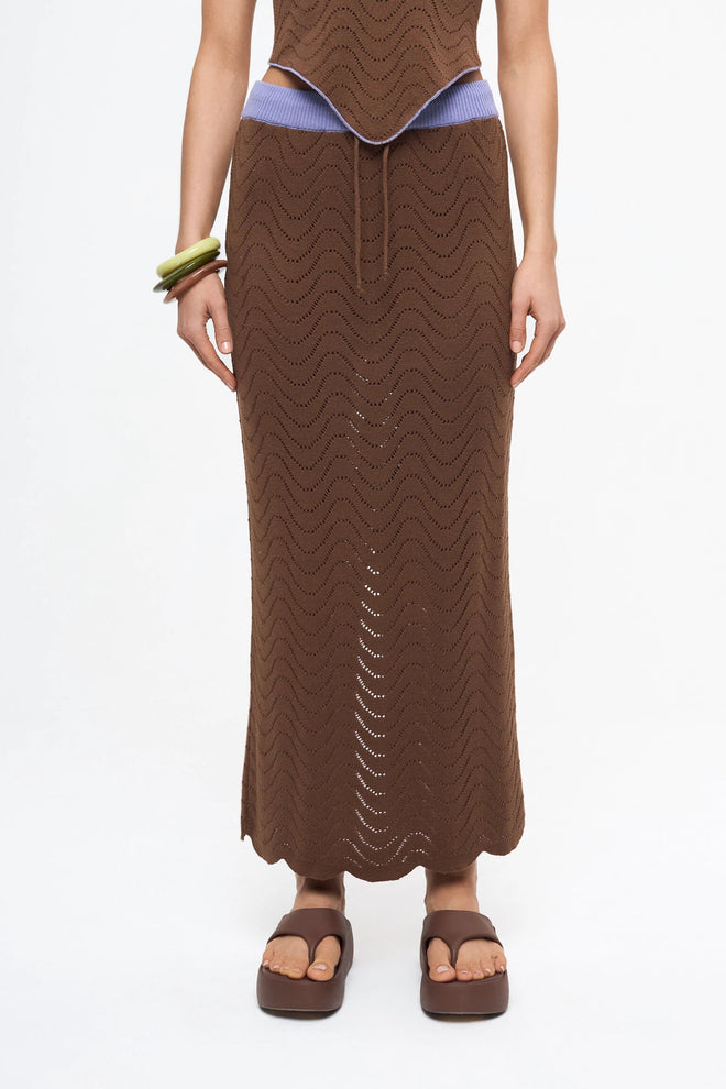 letni zestaw brązowy top i midi spódnica bawełna organiczna organic cotton set skirt bio-baumwolle rock brown