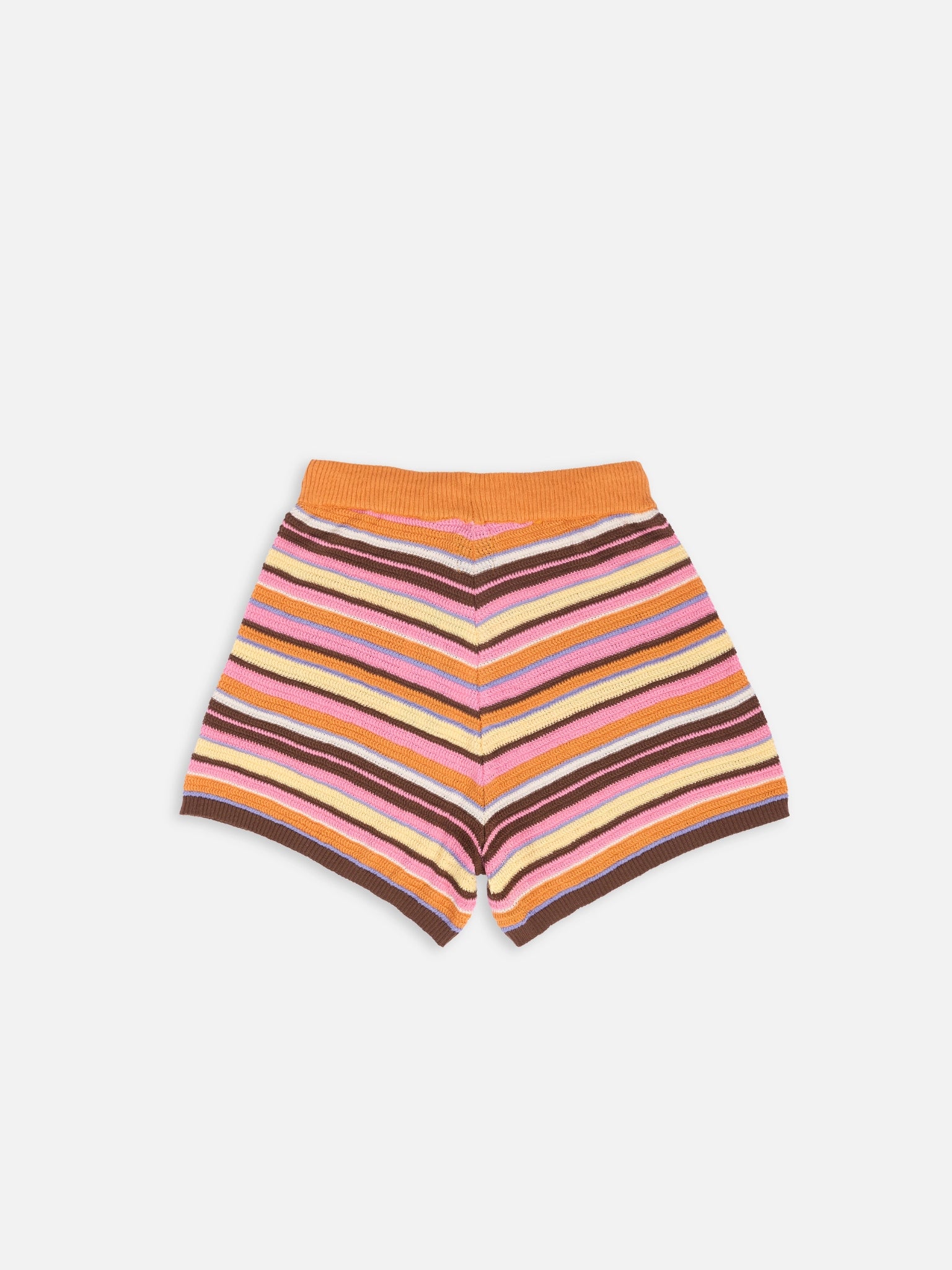 letni zestaw dzianinowy z bawełny organicznej w paski orange sunset szorty top organic cotton set top shorts bio-baumwolle