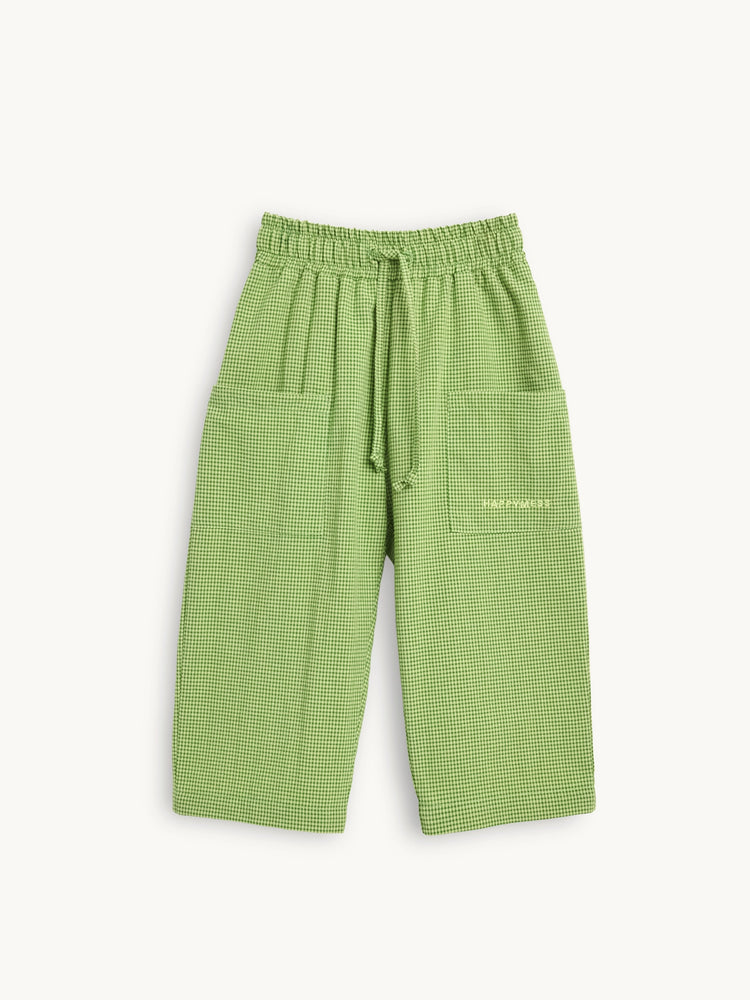 spodnie dziecięce w kratę zielone matcha green przód
