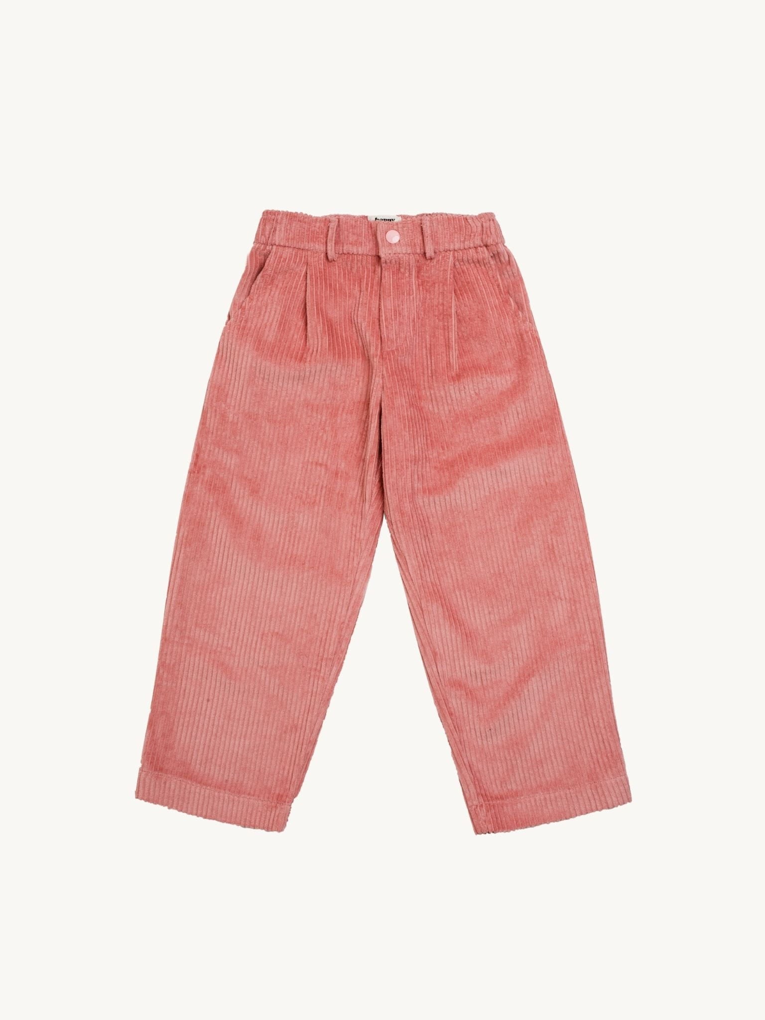 dziecięce spodnie sztruksowe bawełniane różowe pink blush przód corduroy 