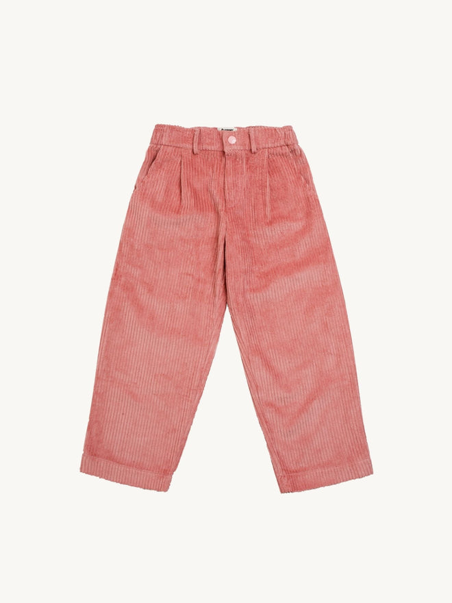 dziecięce spodnie sztruksowe bawełniane różowe pink blush przód corduroy 