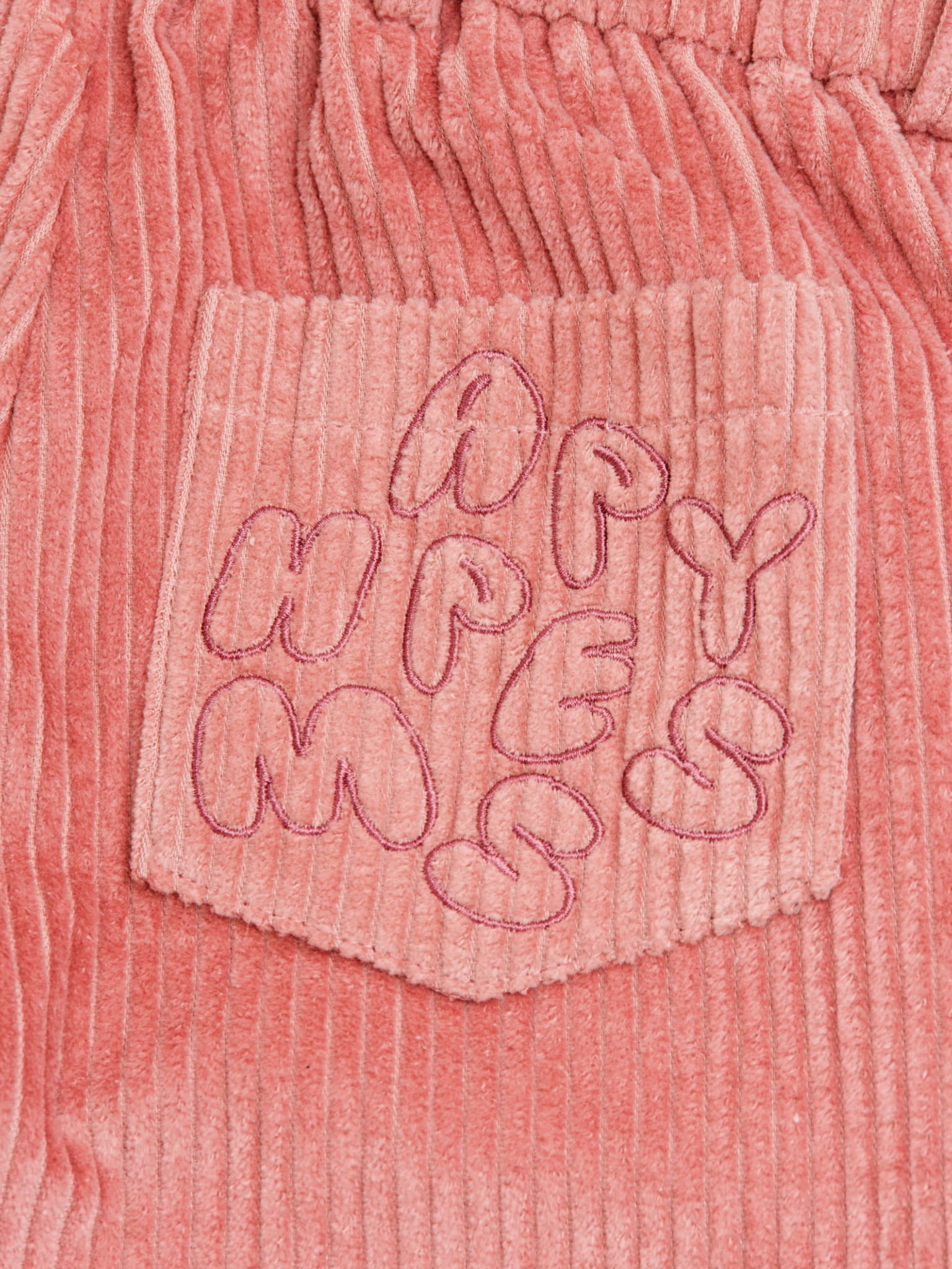 dziecięce spodnie sztruksowe bawełniane różowe pink blush detal logo