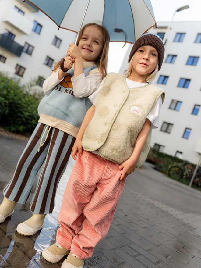 dziecięce spodnie sztruksowe bawełniane różowe pink blush corduroy 