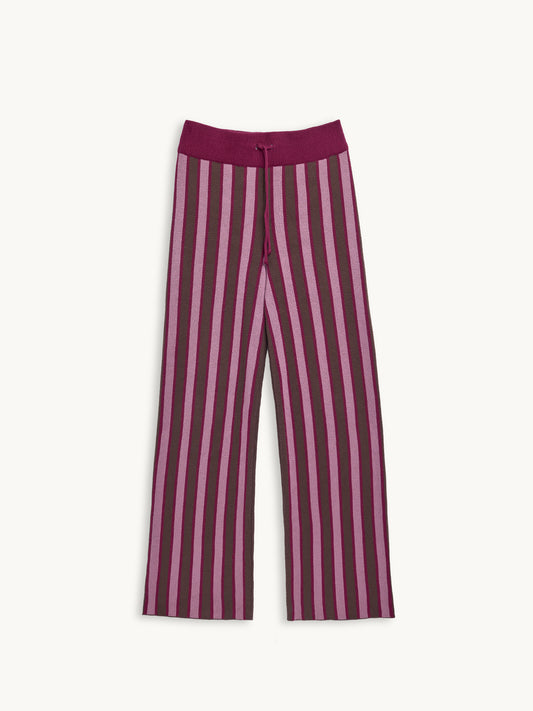 spodnie bawełna organiczna paski berry stripes przód 