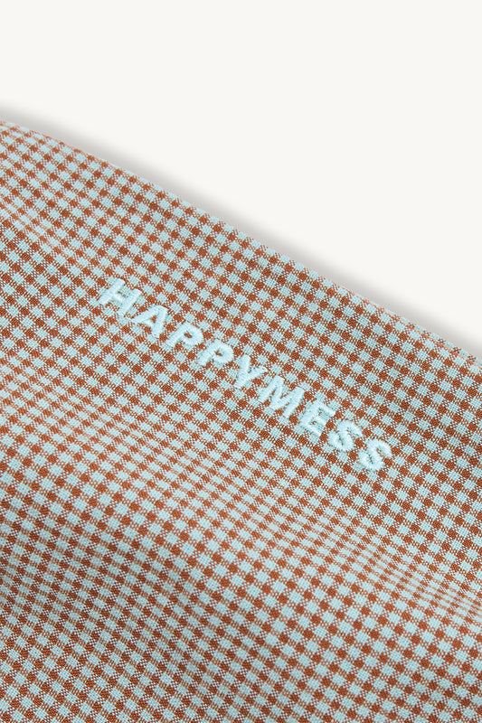 spodnie damskie krata falbanka foggy brown vichy frilled detal logo