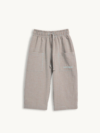 spodnie w kratę dziecięce foggy brown vichy brązowe przód