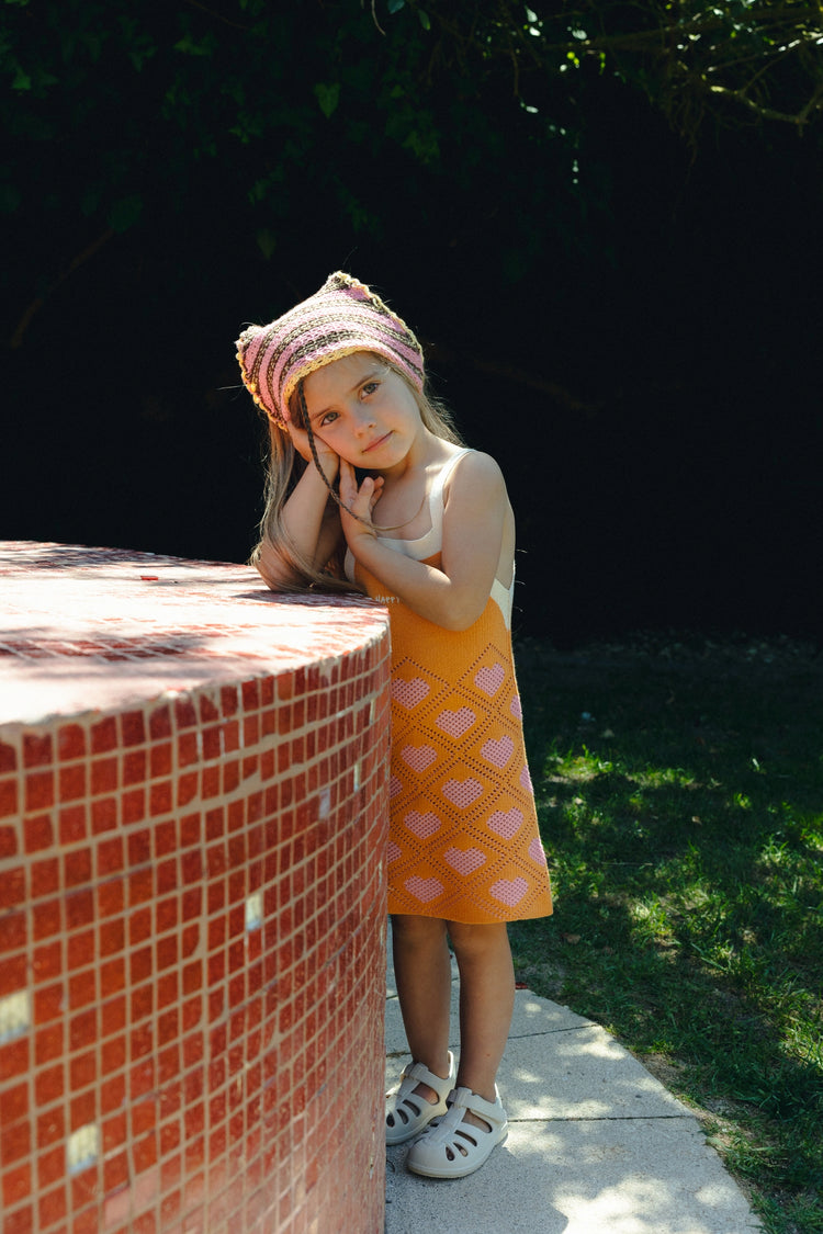 dziecięca sukienka letnia zielona bawełniana bawełna organiczna children's cotton dress tangerine kleid kinderkleid orange baumwollkleid 