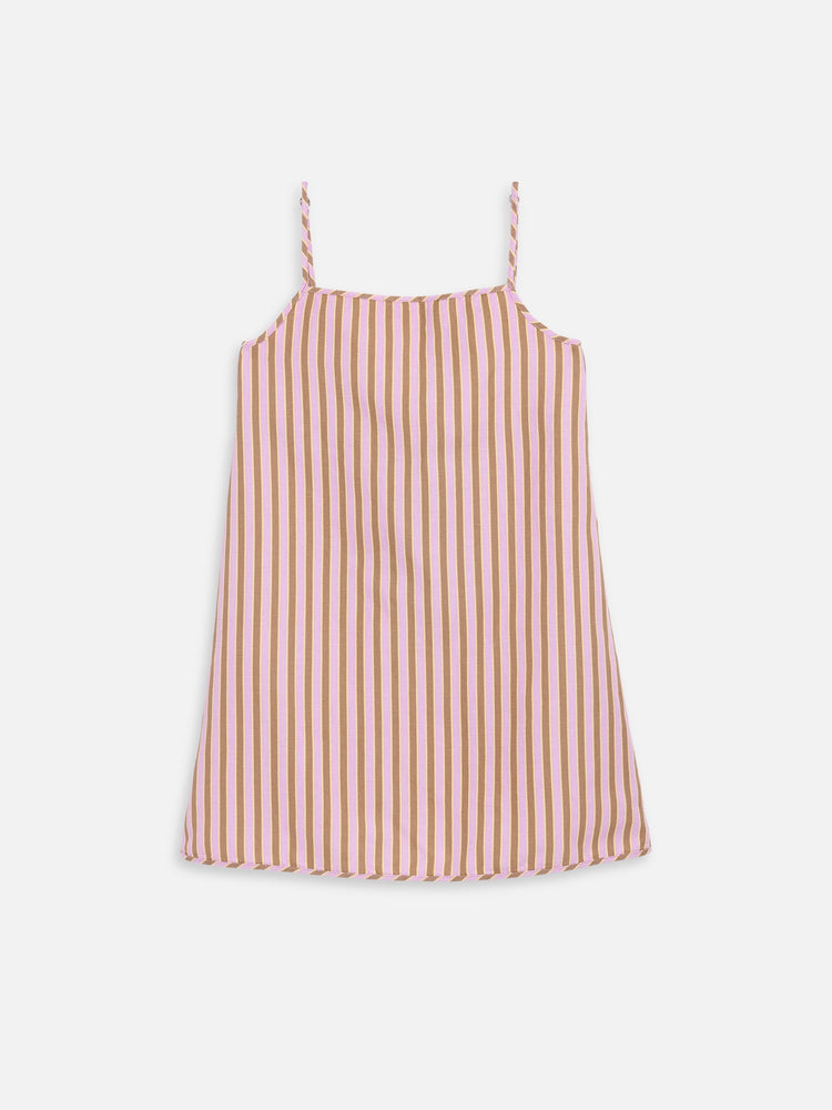 lniana letnia sukienka trapezowa mini w paski blush stripes linen summer dress mini leinen kleid