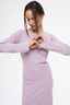 sukienka midi w paski długa sukienka w paski fioletowa modelka adult wiosna dress lavender kleid damenkleid