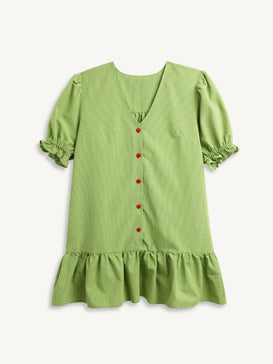 sukienka damska w kratę zielona vichy matcha green przód 