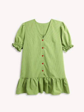 sukienka damska w kratę zielona vichy matcha green przód 