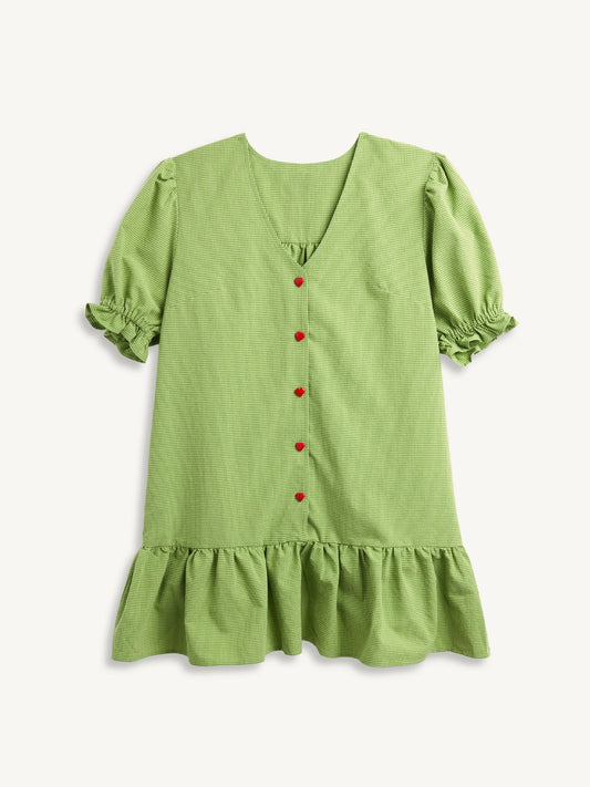 sukienka damska w kratę zielona vichy matcha green przód 